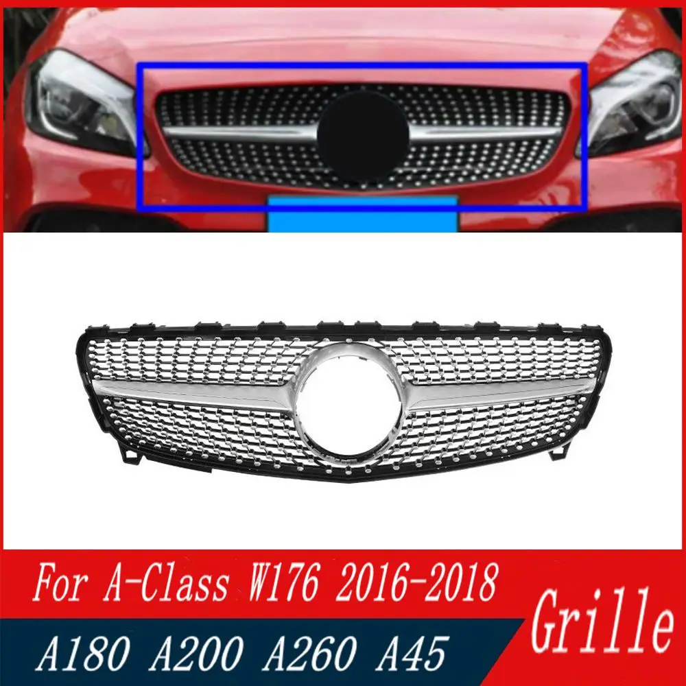 

Car modified diamond front grille for Mercedes-Benz A-Class W176 A180 A200 A220 A250 A260 A45 2016-2018 racing grill