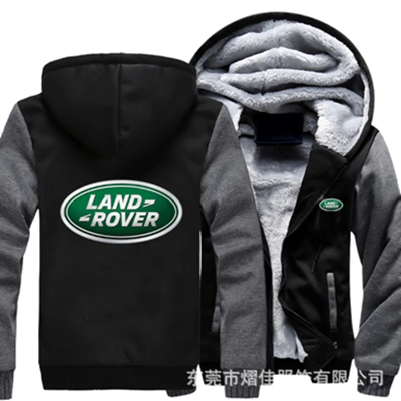 

2022 winter printed LAND ROVER car logo thickened casual coat men's zipper men's Plush coat