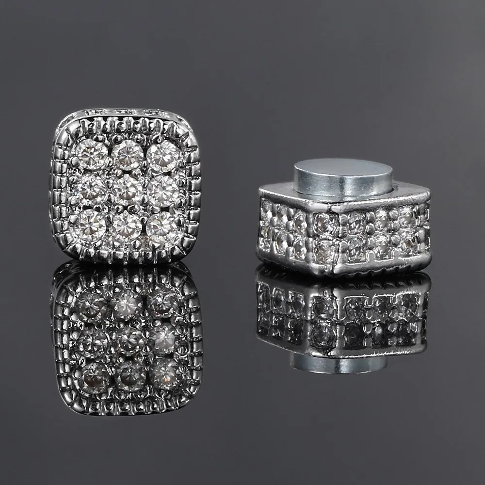 6 мм магнитные циркониевые геометрические роскошные серьги в стиле хип-поп-рок