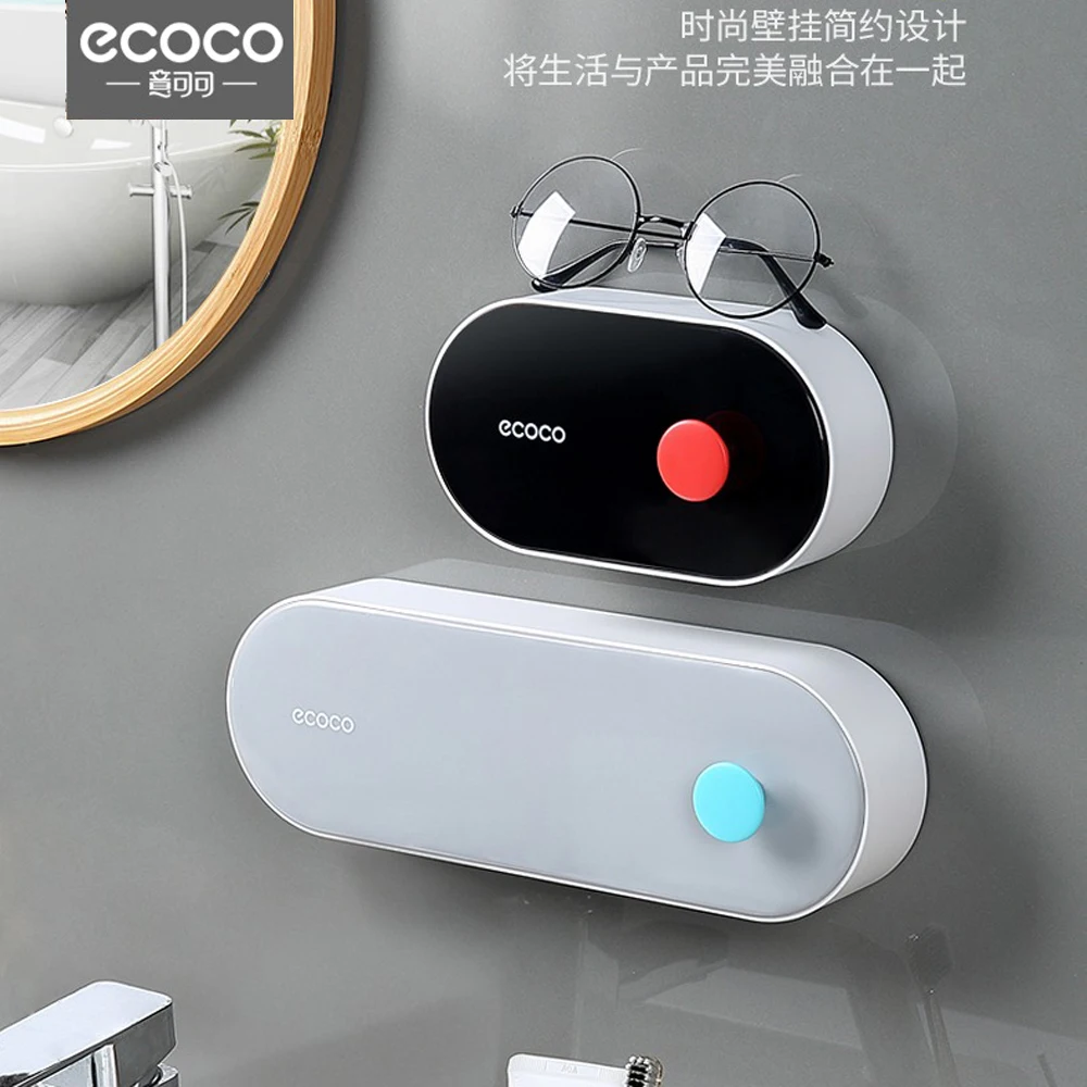 

ECOCO Wall-mounted Soap Dish With Lid Drain Soap Holder Storage Box Bathroom Shower Soap Holder Creative Bathroom Accessories
