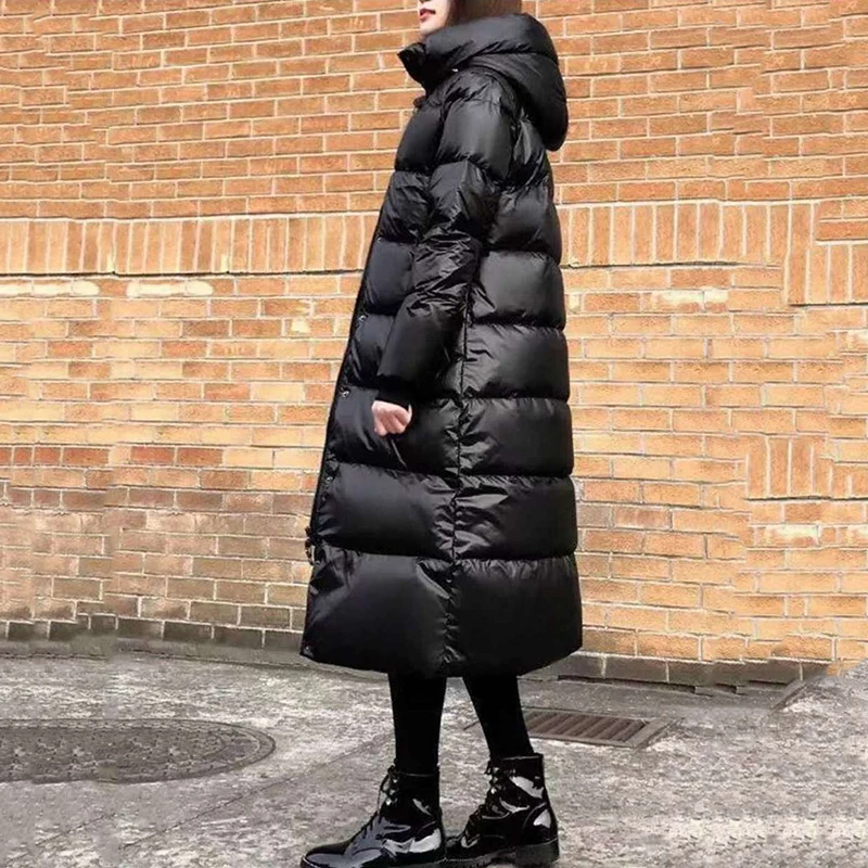 Waterproof Thick Winter Parkas Women Black Mid-long Padded Jacket Women 2022 New Winter Loose Hooded Coat Rainproof Warm Outwear
