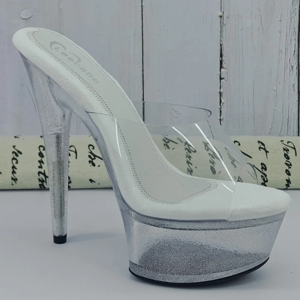 Leecabe 15CM/6Inch Clear Women's Platform Sandals  party High Heels Shoes Pole Dancing Shoes