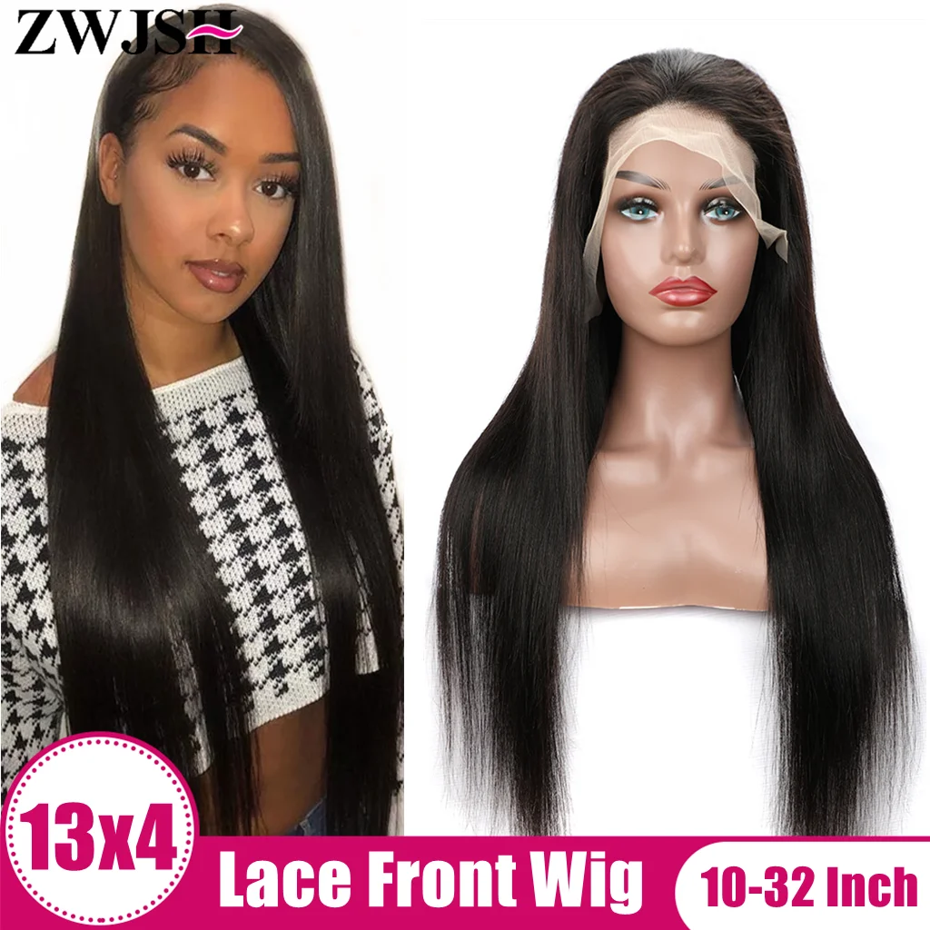 

Silky Straight 13x4 HD Lace Front Frontal Wig for Women Natural Black Remy Human Hair 4x4 Closure