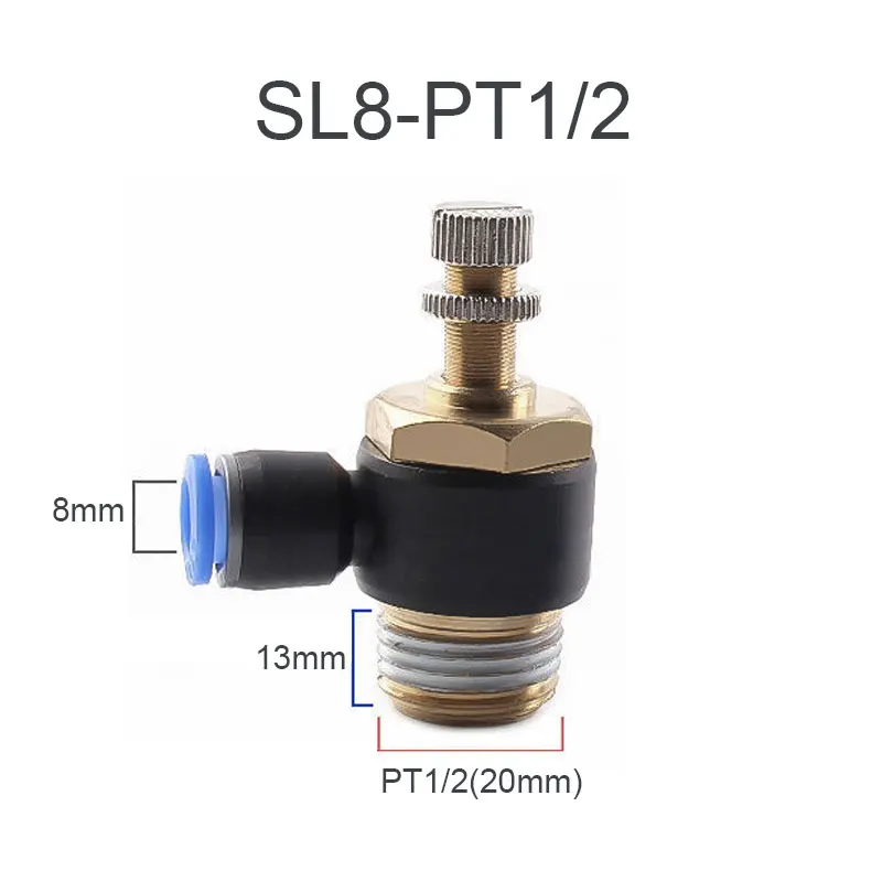 

Pneumatic Fitting M5" 1/8" 1/4" 3/8" 1/2 Air Speed Regulating Valve Gas Air Flow Control Tube Water Hose Push In Fittings