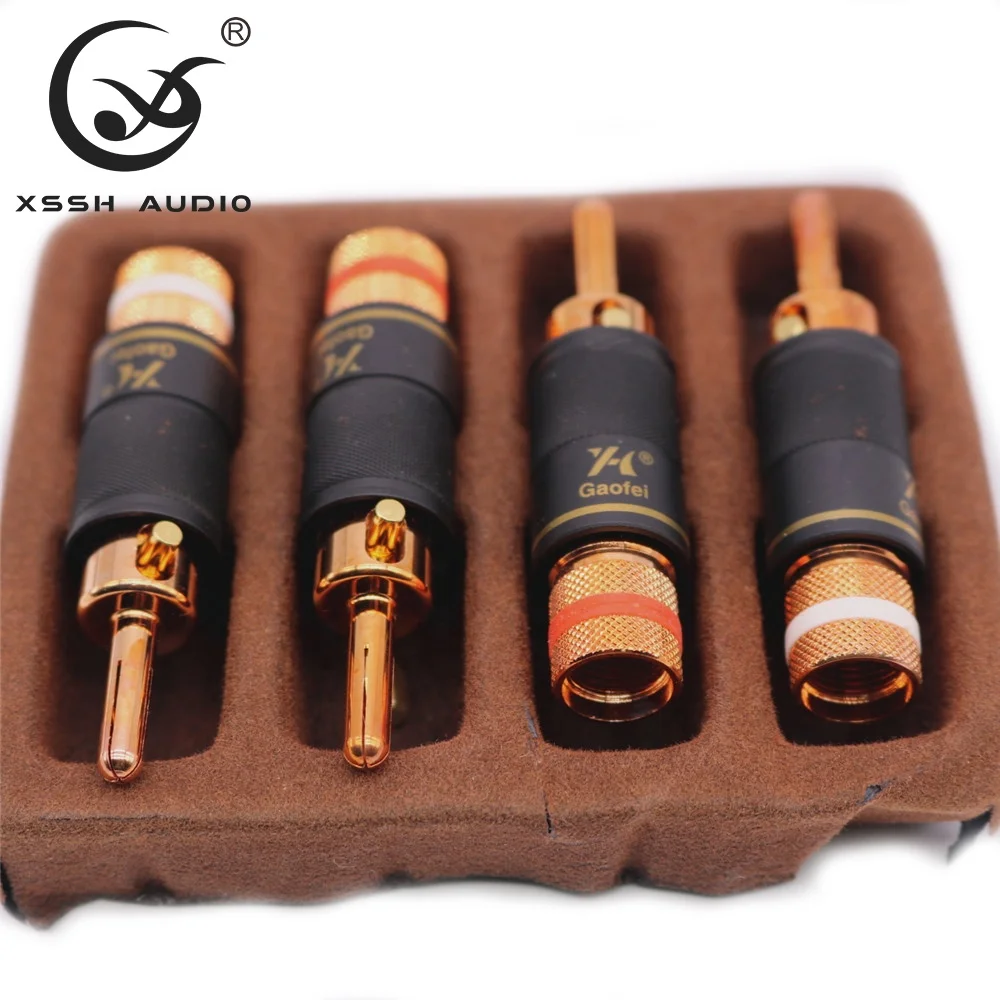 Высококачественный разъем для динамика YIVO XSSH 4 шт. OEM ODM чистая красная медь HIFI штекер типа банан разъем для DIY Аудио Видео кабель