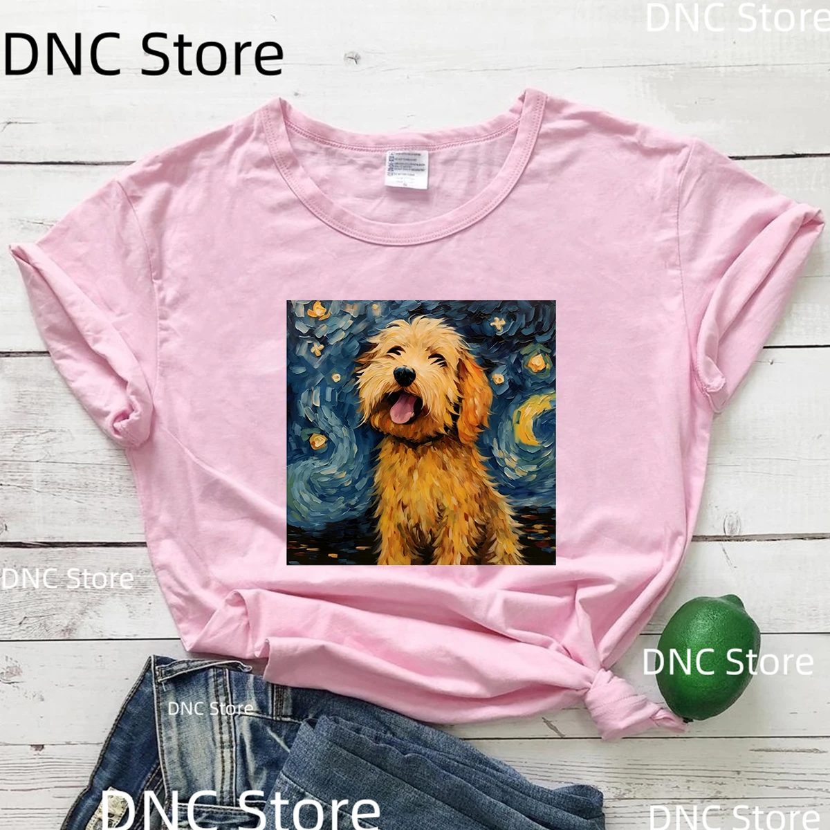 Женская футболка с принтом немецкой овчарки Ван Гога