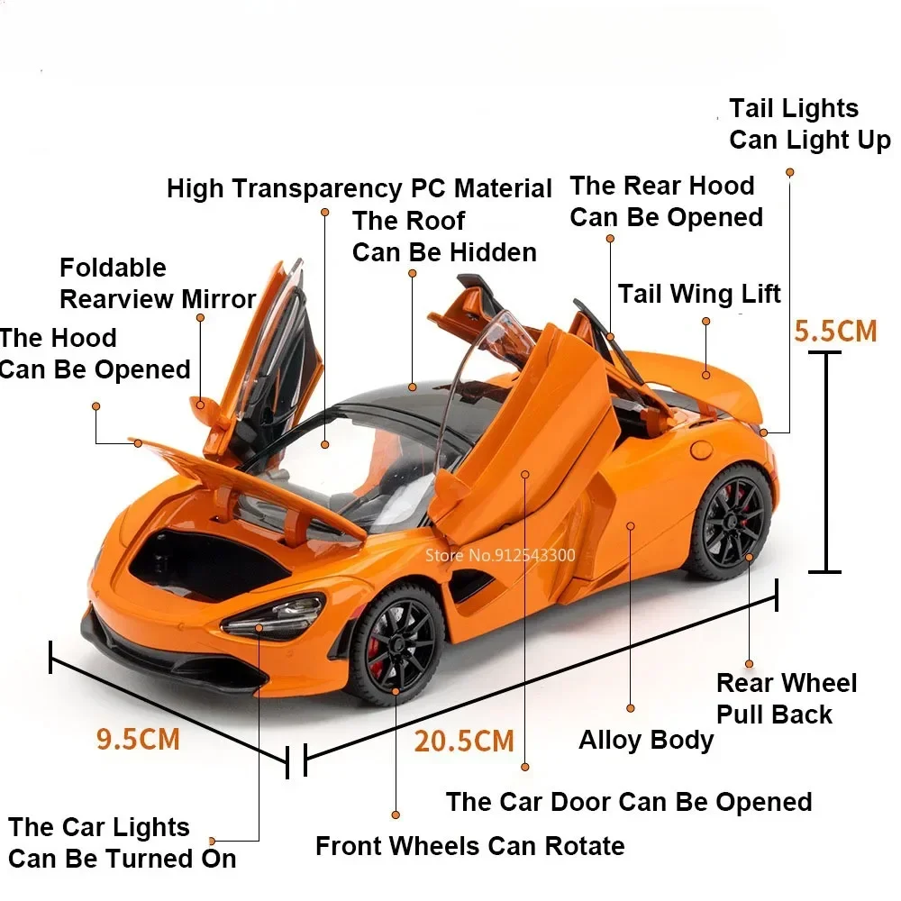 1:24 масштаб 720S игрушка модель спортивного автомобиля амортизирующий сплав литые