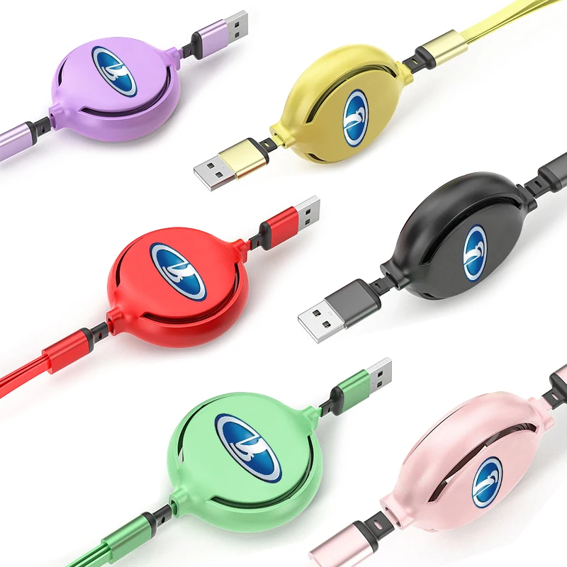 Фото Автомобильный USB-кабель для зарядки 3 в 1, выдвижной зарядный кабель для Lada VESTA Niva Kalina Priora Granta Largus Vaz Samara 2110 №2
