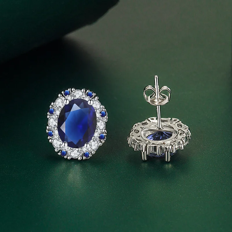 

Bohemia Geometric Shaped Zircon Stone Stud Earrings Blue Crystal Earring Sweet Party Birthday Christmas Jewelry Gifts For Women