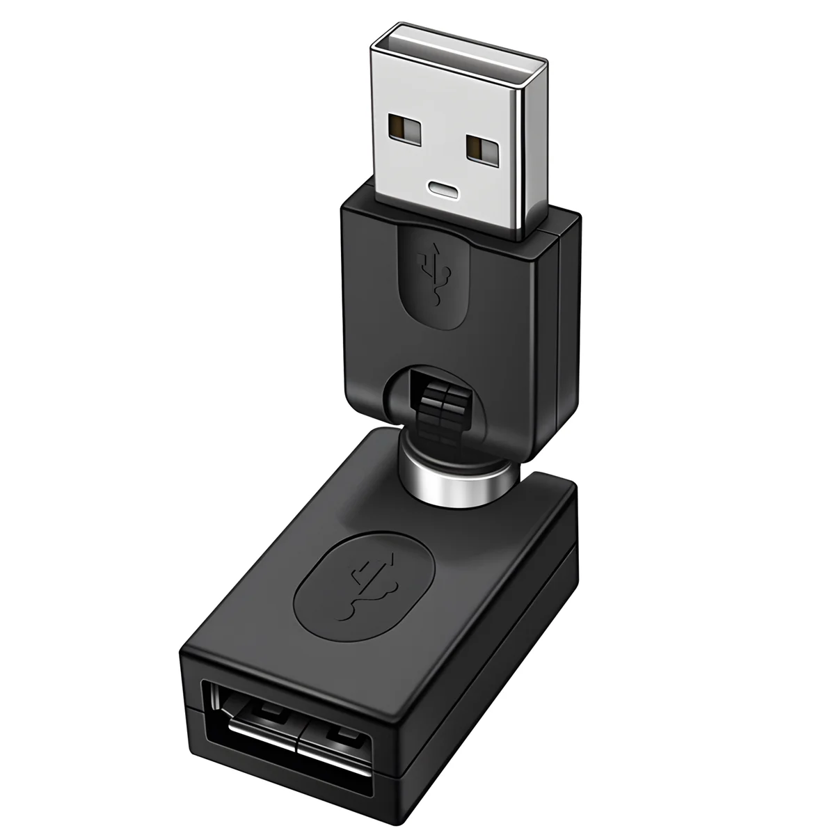Черный адаптер USB 2.0 папа на мама с углом поворота 360 градусов