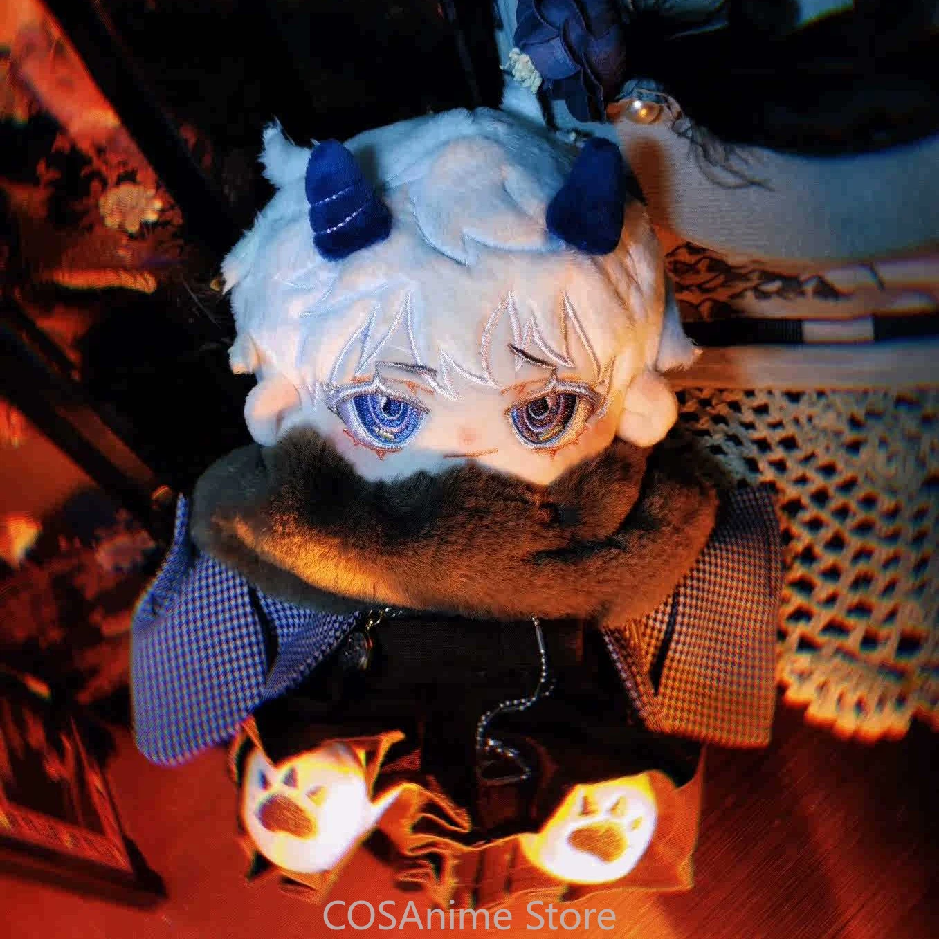 

Плюшевая набивная кукла для косплея из аниме «джутсу», Сатору, годжо, наряд, хлопковая Подушка, плюшевая талисман, подарок на Рождество, 20 см