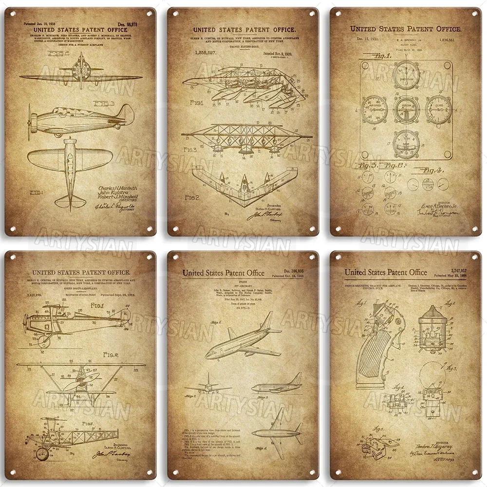 Ретро самолет патентный металлический знак Стелс металлическая табличка
