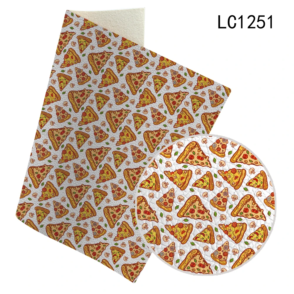 

30X136CM Food-themed Pizza Printed Faux Leather Fabric Sheet For Festival Party Decoration