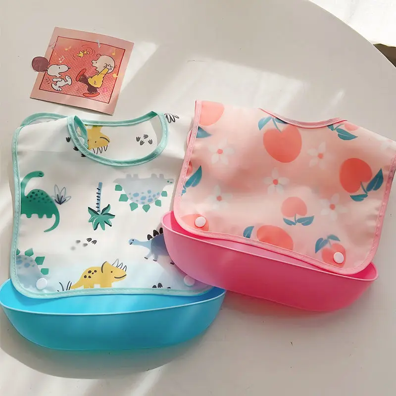 

Cartoon Baby Bibs Waterproof EVA Detachable Boys Girls Bib Feeding Newborn Sleeveless Soft Security Kids Burp with Pocket