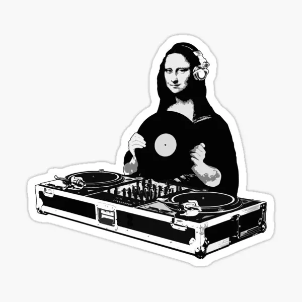 

Dj Mona Lisa 5PCS Stickers for Print Bumper Living Room Car Room Stickers Art Decor Luggage Background Water Bottles Wall Cute