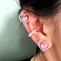2pc ear piercing stud earrings cartilage helix pierc love heart peach ears studs pierced jewelry korean earlobe ear ring s925