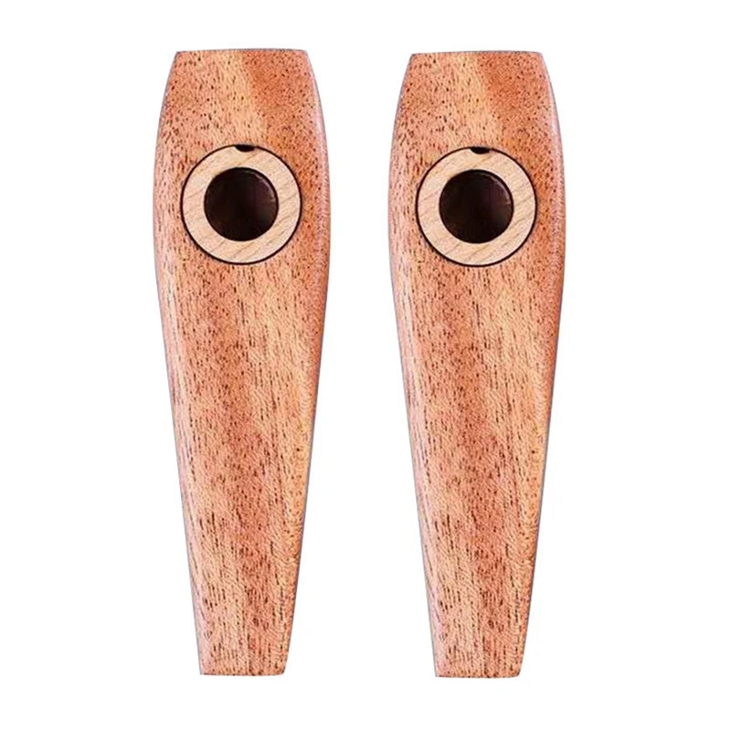 

2Pcs Wooden Kazoos Flute Wooden Harmonica Guitar Accompaniment With Kazoo Diaphragm For Guitar Ukulele Violin Piano