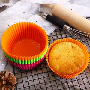12Pcs/Set Silicone Cake Mold Round Shaped Muffin Cupcake Baking Molds Kitchen Cooking Bakeware Maker DIY Cake Decorating Tools