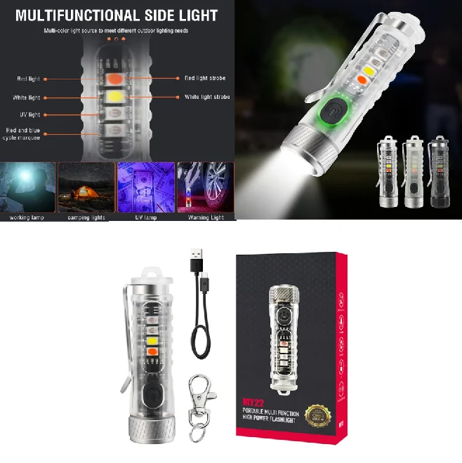 

Мини-вспышка, брелок для ключей, 12 режимов, USB-зарядка, карманфонарь, лампа с сильсветильник Том, уличное освещение