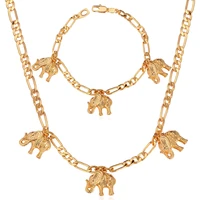 collare elephant ethiopian jewelry sets for women gold color figaro chain men animal necklace bracelet sets s123