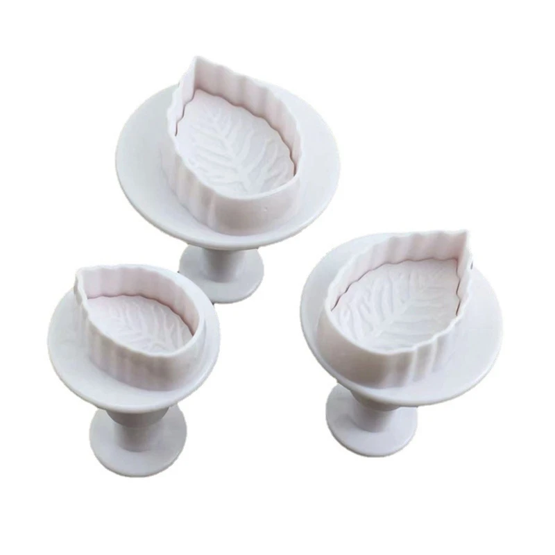 

3Pcs Rose Leaf Plunger Cookie Cutter DIY Rose Leaf Cake Fondant Mold Plastic