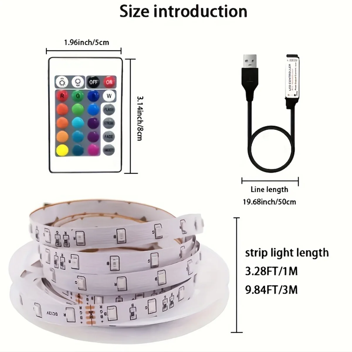 1 шт. светодиодный светильник с питанием от USB и клеем для ТВ-фона подходит