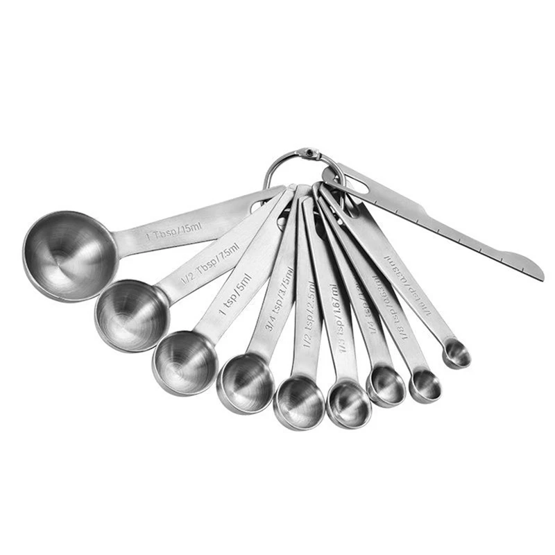 

Stainless Steel Measuring Spoon Set 9 Measuring Spoons 1 Level And 1 Ring 11 Pcs Each