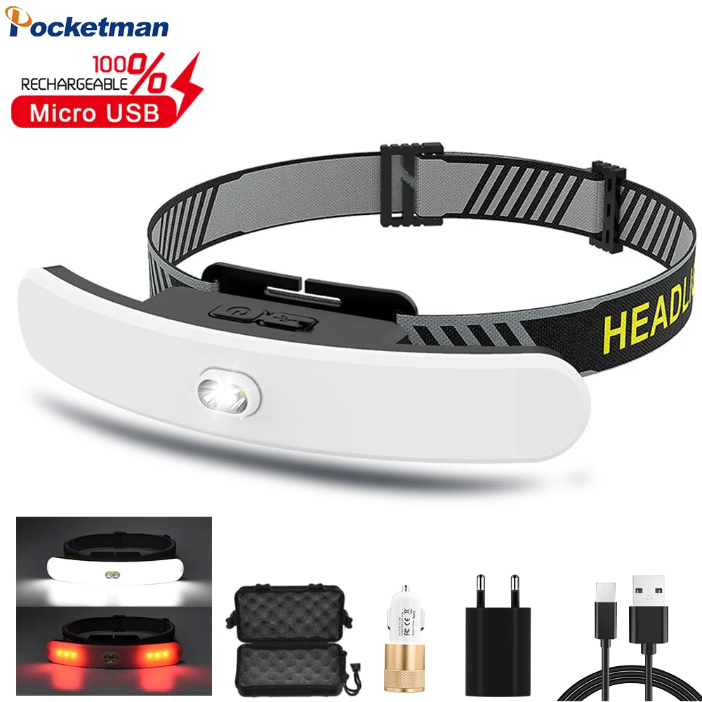 

New 42LED floodlight headlight USB rechargeable head-mounted flashlight high-brightness work light running light with red light