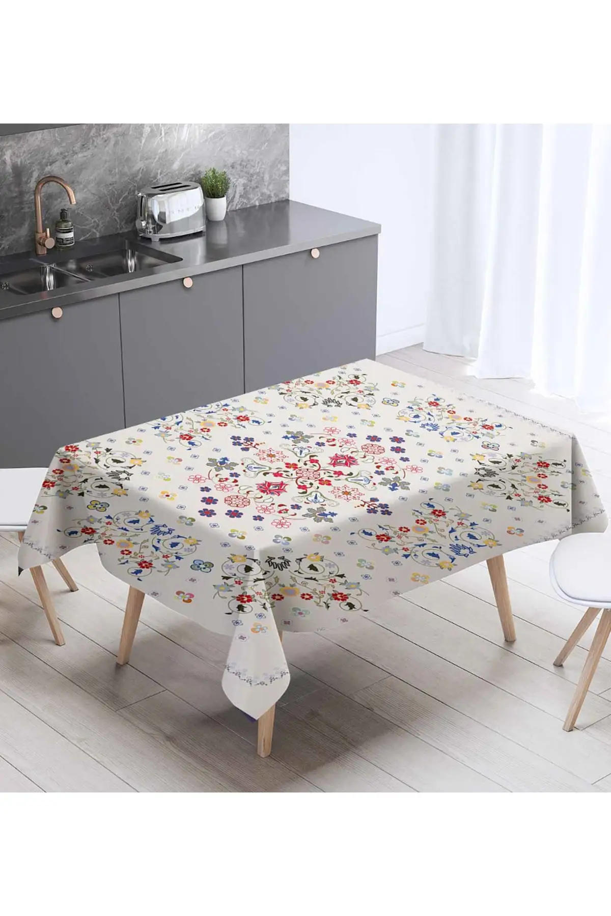 

OTTOMAN MOTIF PATTERNED 3D 3D KITCHEN TABLE COVER 140X140CM
