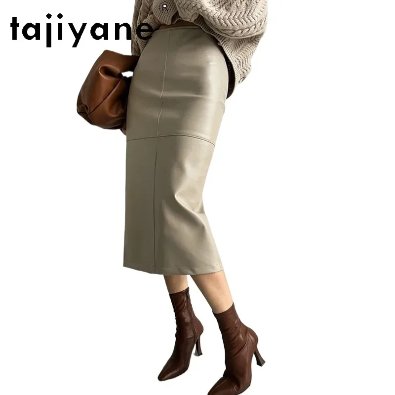 Женская Длинная Юбка TAJIYANE осенне-зимняя из натуральной кожи 2024