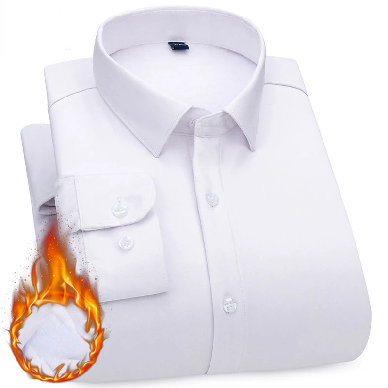 Autumn and Winter Warm Shirt Middle Aged and Youth Shirt Casual Business Professional Workwear Thickened Plush Top