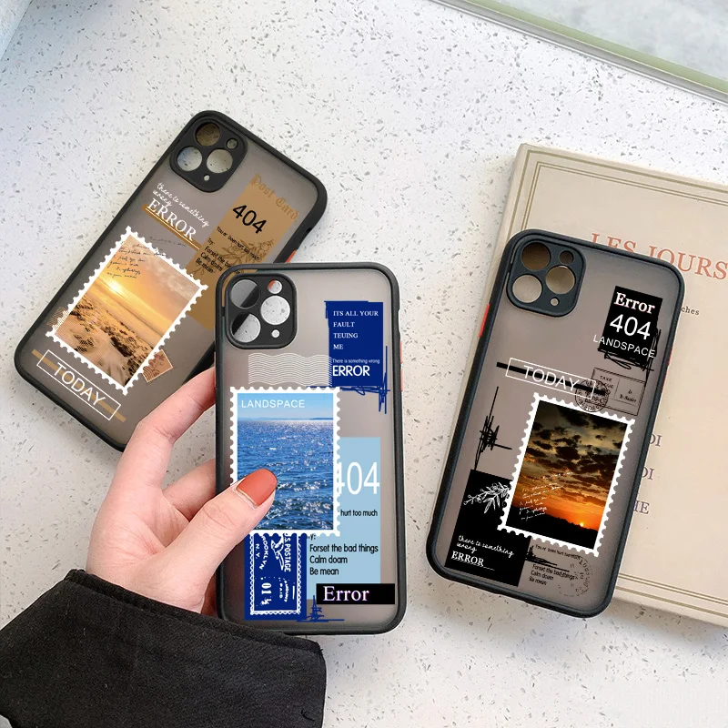 

Phone Case For iPhone 11 7 8 14 15 Plus SE 20 X XR XS 13 12 Pro Max Fashion Stamp Landscape Camera Protection Shockproof Shell
