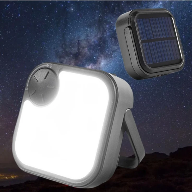 Portable Camping Light Solar LED Light Mini Tent Lantern USB Rechargeable Power Bank Outdoor Emergency Lamp for Hiking Travel