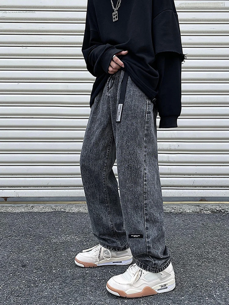 Four Seasons Black Jeans Men's Straight Loose Casual Trousers Y2k Jeans Men's Clothing Fashion Streetwear Ins Hot Saleale JEANS