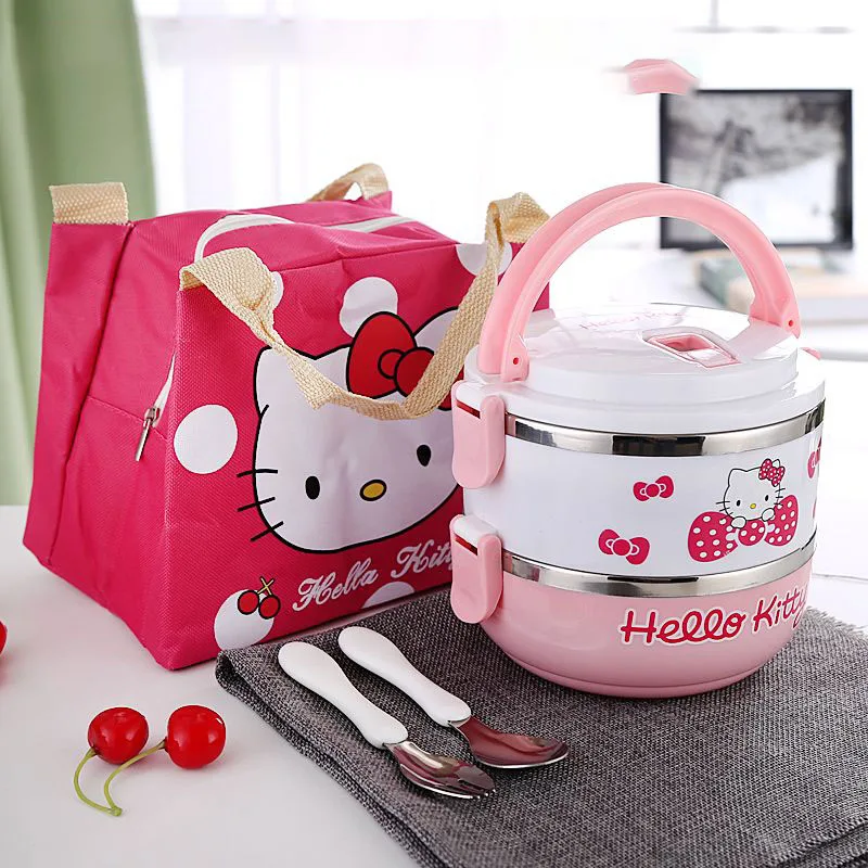 Miniso Hello Kitty Ланч-бокс с мультяшным рисунком милый двухслойный трехслойный офисный