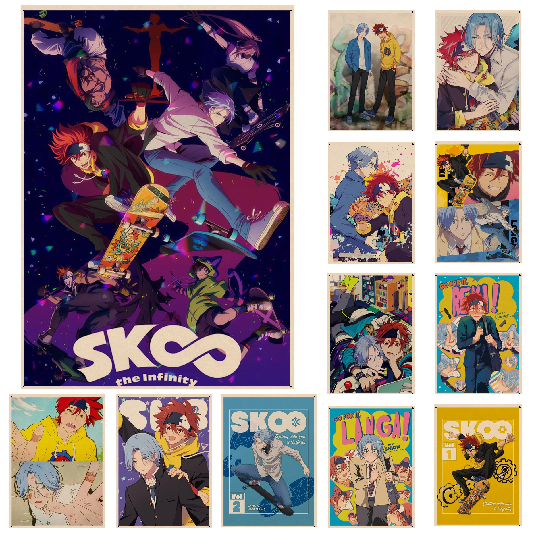 

Anime SK8 DIY Poster Wall Art Retro Posters For Home Decor Art Wall Stickers