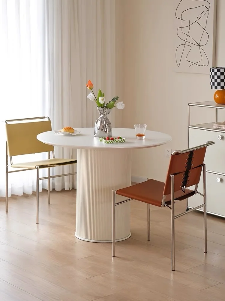 

Nordic Antique Dining Chair Home Table Bauhaus Office Negotiation Modern Simple Back Rocroron Chair Light Luxury Stainless Steel