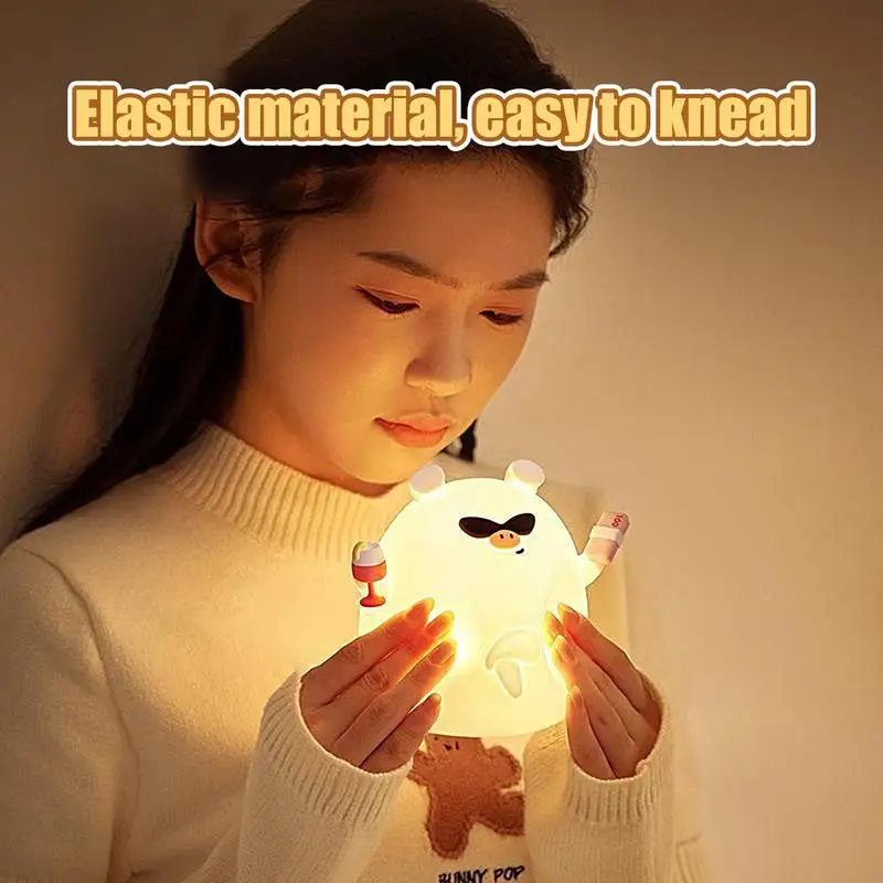Креативная форма декоративная милая мультяшная прикроватная лампа со свиньей