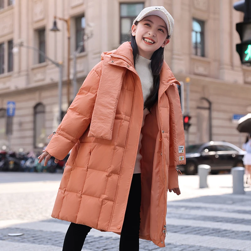 

HSSCZLGirls White Duck Down Jackets 2022 New Winter Thicken Hooded Girl Coat Child's Kids Clothes Kids Outerwear Overcoat -16Y