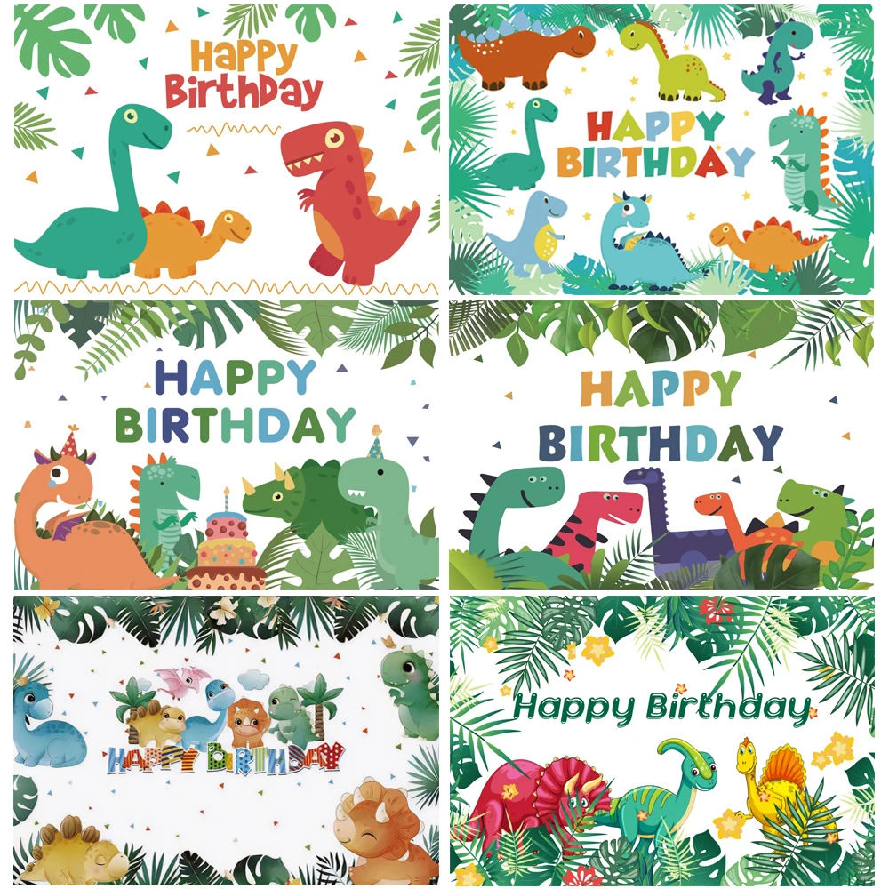 Fondo de tema de dinosaurio de dibujos animados fondo de foto de estudio fotográfico bosque recién nacido cumpleaños Baby Shower fiesta decoraciones Prop