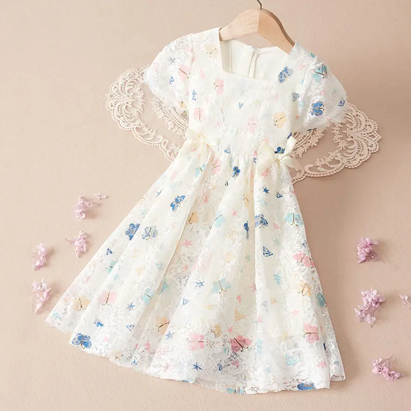 

Girls Lace Dress Elegant Wedding Dress Princess Children's Clothing School Children's At The Age of 4 6 8 9 10y Kids Clothes