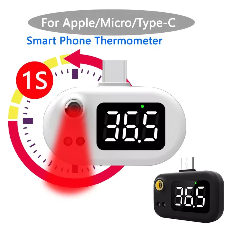 

USB Intelligent Thermometer Smart Cell Phone Non-contact Thermometer Digital Infrared Thermometer for iOS Type-C Joint Outdoor