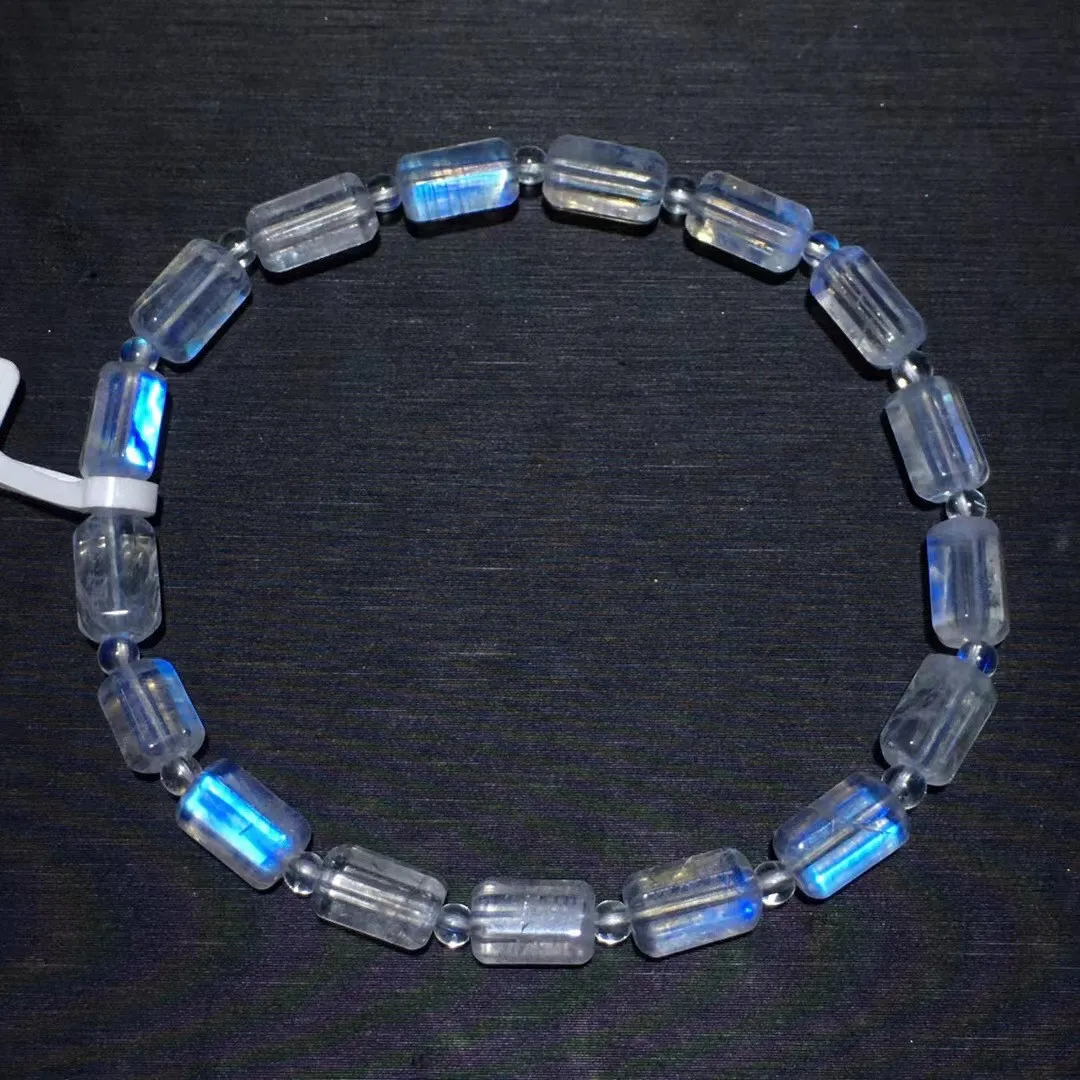 

Браслет из натурального лунного камня диаметром 4 мм, ювелирные изделия для женщин, мужчин, подарок на удачу с любовью, кристалл, энергетический камень, искусственные синие Бусины, нитки AAAAA