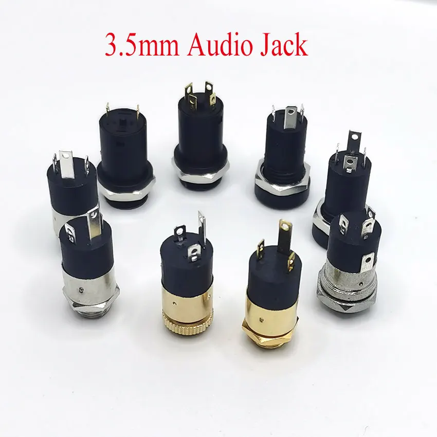 Série Tomada Fêmea Estéreo com Parafuso 3.5 Áudio Fone de Ouvido Jack 3p 4p Vertical Duplo Canal Conector 392 31640 Peças 3.5 mm pj