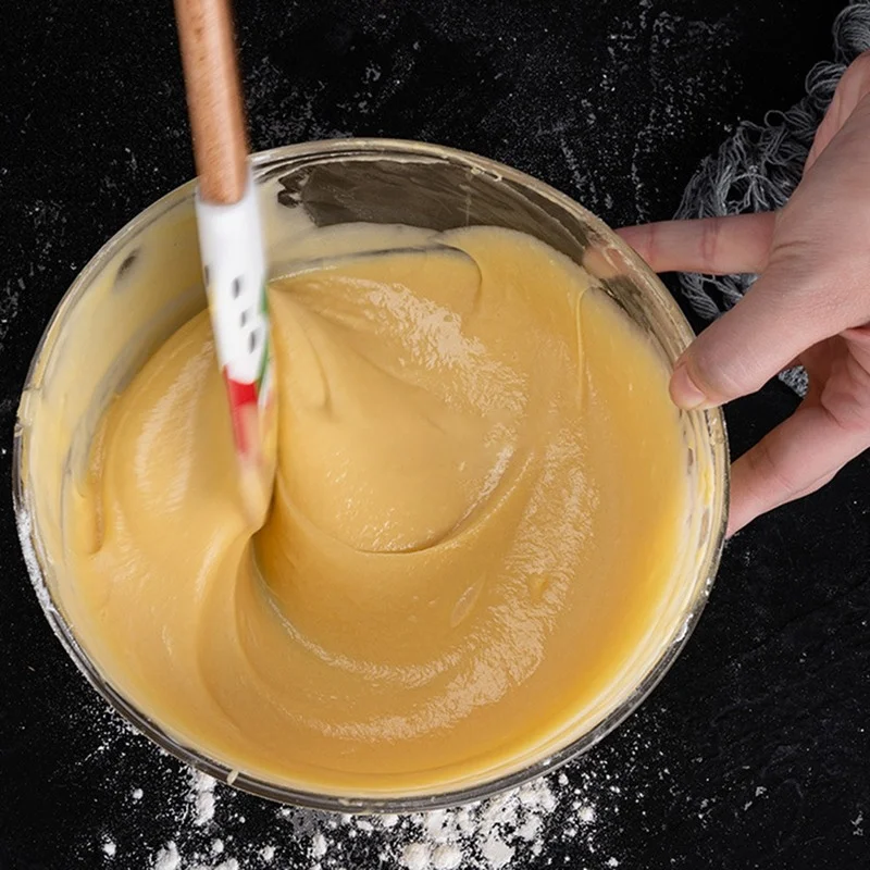 Cream Spatula Christmas Wooden Handle Non-Stick Kitchen Fondant Cake Silicone Cooking Scraper Baking Tools Espatula |