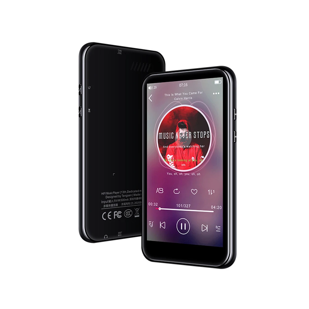 Support Bluetooth-compatible MP3 Player with High Resolution and Full Touch Screen Built-in Speaker HiFi Lossless Sound Player