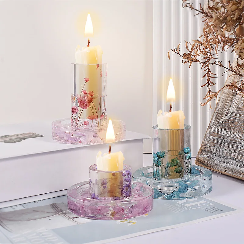 

Round Candle Holder Base Silicone Mold DIY Candlestick Crystal Epoxy Resin Mold