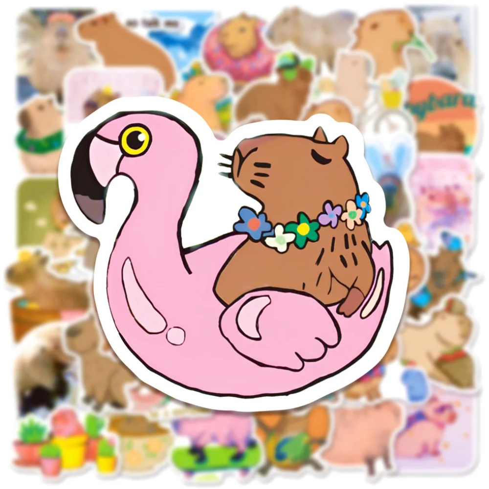 

10/50Pcs Capybara Stickers Cute Brown Animals Stickers for Laptop Guitar Bike Skateboard Luggage Phone Gift for Kids Sticekr