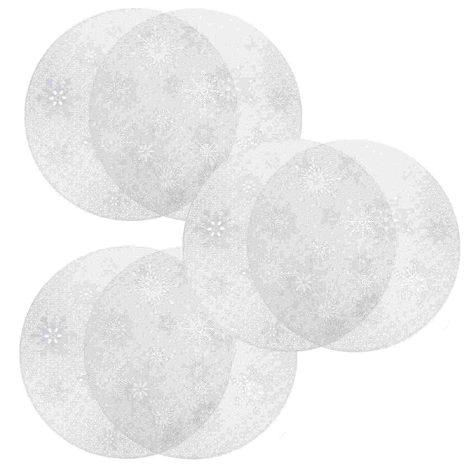

Coaster Cup Mat Placemats Coasters Tea Drink Christmas Round Snowflake Pvc Coffee Home Holidayholder