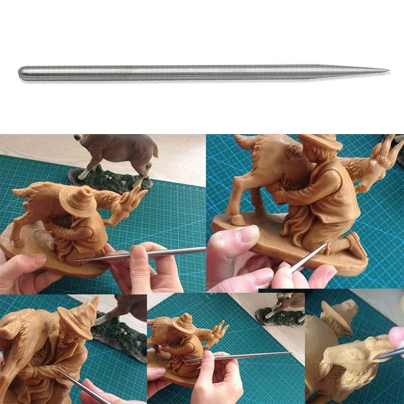 

New Practical 6.1 Inch Stainless Steel Pottery Modeling Stick Acupressure Texture Pottery Clay Tool DIY Carving Crafts